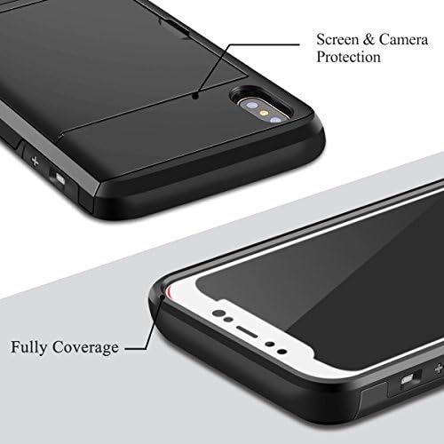 Coolden iPhone XS Case, iPhone X Case, Shockproof Case iPhone X Wallet Case Protective Case Rubber Bumper Card Holder Slot Wallet Case Cover for iPhone XS/iPhone X Heavy Duty Hard Case (Black)