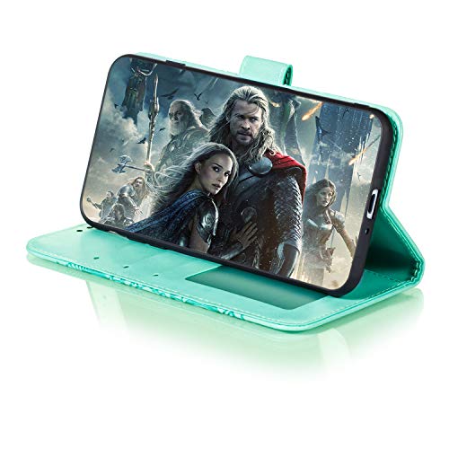 Coque Moto E6 Play en cuir vert avec support et porte-cartes