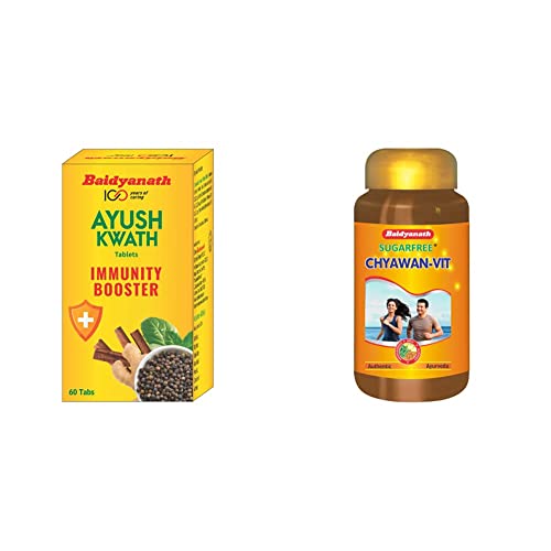 Image of Baidyanath Ayush Kwath - 60 Tablets & Baidyanath Sugarfree Chyawan Vit - Specially formulated Chyawanprash with No Added Sugar - 500g
