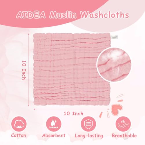 Miniatura 2 de Aidea Paños Y Paños Para Eructos, Toallas Absorbentes De Muselina De Algodón, Grandes, Suaves, Transpirables, Esenciales Para Recién Nacidos Para Niños Y Niñas, Esenciales Para Recién Nacidos, Paquete