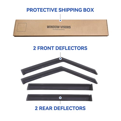 Image of Window Visors Rain Guards Shield for 2009 2010 2011 2012 2013 Kia Soul, Out-Channel Window Vent Wind Deflectors Visors Shades for 09-13 Soul