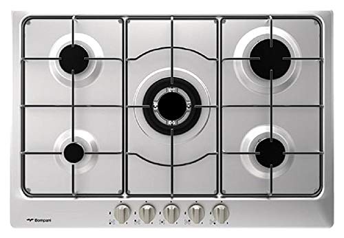 Bompani bo293md/N Plaque – Plaque (intégrée, gaz, acier inoxydable, rotatif, partie supérieure avant, 75 cm) Noir, Acier inoxydable