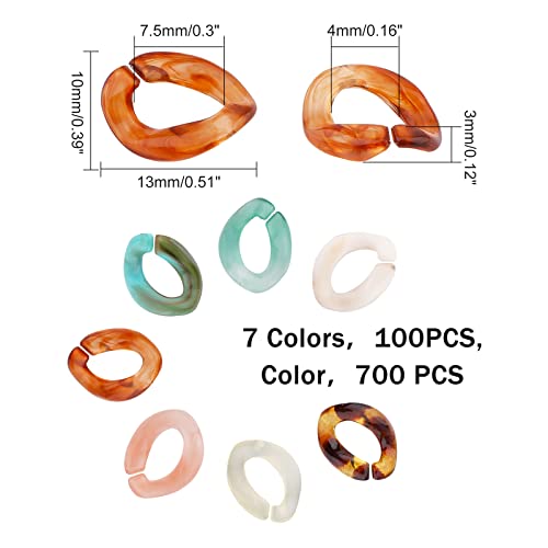 SUPERFINDINGS 700Pcs 7 Colors Small Acrylic Linking Rings Quick Link Connectors 13x10mm Open Linking Rings Handmade Acrylic Chains for Jewelry Eyeglass Chain DIY Craft - Image 3
