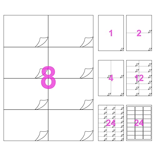 160 étiquettes 105 x 74 mm - 20 feuilles A4 - 8 étiquettes papier autocollant imprimante auto-adhésif blanc mate, multifonction pour adresse, expédition, imprimante Laser et jet d'encre