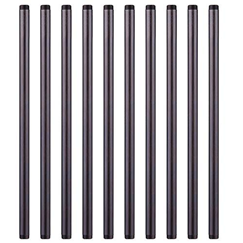 Niubid 1/2” x 18 ” Black Malleable Steel Nipples Fitting, 1/2 Inches Threaded Pipe Nipples, DIY Steampunk Industrial Vintage Style, 10 Pack.