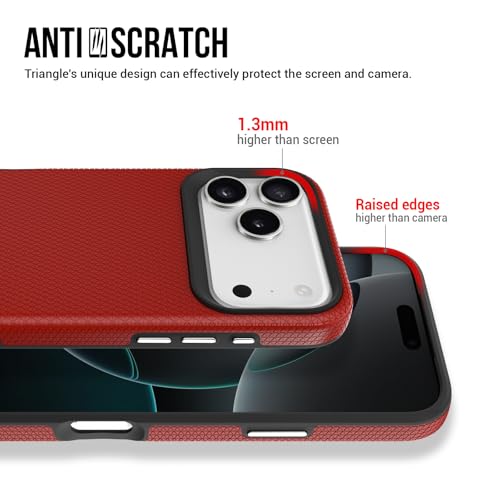 Image of NOXO Ultra-Hybrid Triangle Back Case Cover for iPhone 17 Pro, | Shockproof Design | Camera Protection | Soft TPU & Rugged PC | Bumper Case Cover for iPhone 17 Pro, (Scarlet Red)