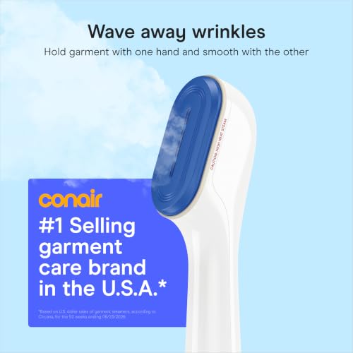 Conair Clothes Steamer, 2-in-1 Travel Steamer & Iron, Anti-Drip, White/Blue - image 2
