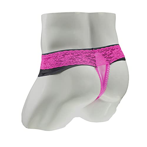 Maiyifu-GJ Men's Lace Trim Low Rise Bikini Sexy G-String Stretchy Thong Breathable Bulge Pouch Panties3
