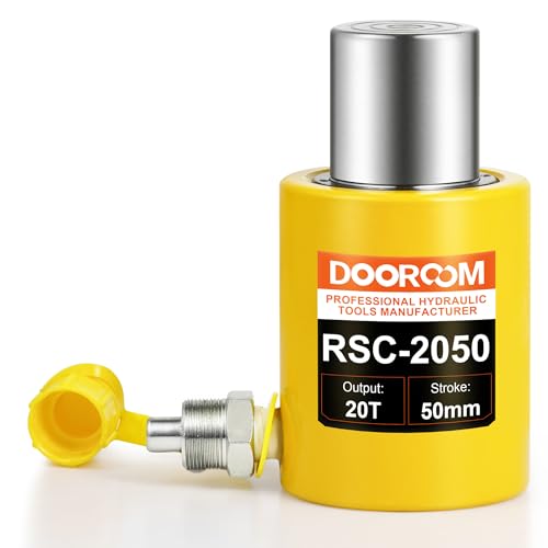 DOOROOM 20 Ton Hydraulic Cylinder Jack,2” Stroke Hydraulic Ram Jack, Porta Power Automatic Retracting Jack, Yellow, RSC-20T