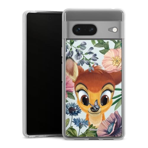 Coque Google Pixel 7 souple motif Disney Bambi fleurs étui silicone