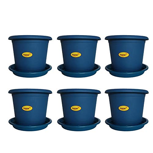 Synergy Plast Garden Balcony Flowering Planter with Bottom Plate/Tray (10 Inch, Blue) (B082R9K845) Amazon Price History, Amazon Price Tracker
