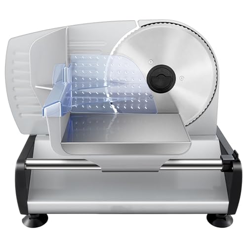 Elektrischer Allesschneider Brotschneidemaschine Schneidemaschine Für Lebensmittel Abnehmbare 7,5-Zoll-Edelstahlklinge 1-15 Mm Einstellbare Dicke Mit Kindersicherung Für Wurstwaren, Käse, Brot 200W