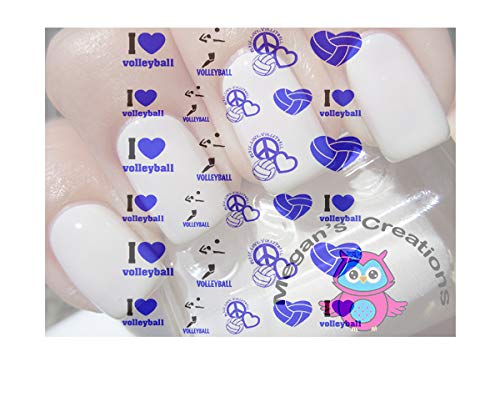 Deportes Voleibol I Love Voleibol Azul Nail Decals WaterSlide Nail Art Calcomanías