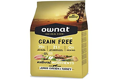 Ownat Pienso para Cachorros de Pollo & Pavo sin Granos (3 kg) Perros con Ingredientes Naturales sin Preservantes ni Colorantes, Comida Alta en Proteínas.