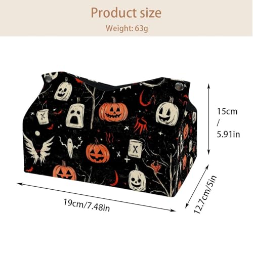 Housse de boîte à mouchoirs citrouille Halloween lavable et ajustable pour table basse - 5