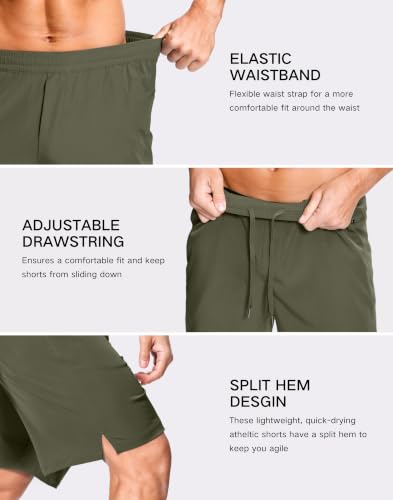 Image of GGJ Men's Lightweight Athletic Shorts with 2 Zipper Pockets 7 inch /9 inch /5 inch Gym Workout Running Quick Dry Tennis Shorts for Men