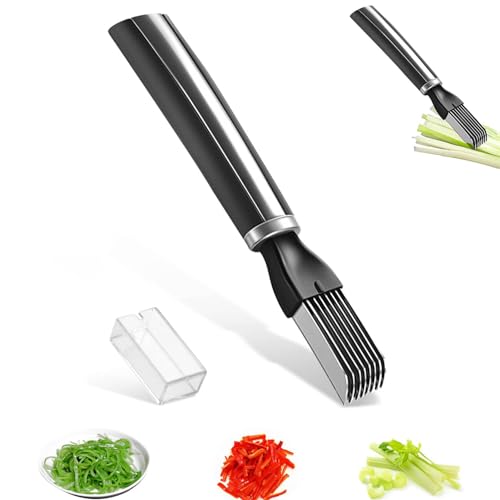 HERCHR Green Onion Shredder, Stainless Steel Scallion Slicer Shred Silk Knife Cutter Vegetable Chopper Julienne Slicer, 19.5x2cm