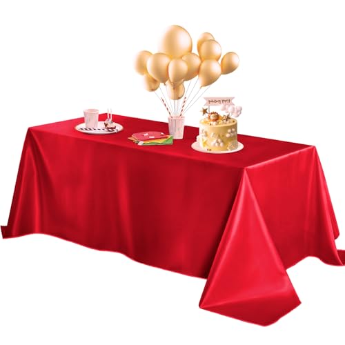 Horbaunal Red Satin Tablecloth 60 x 84 Inches