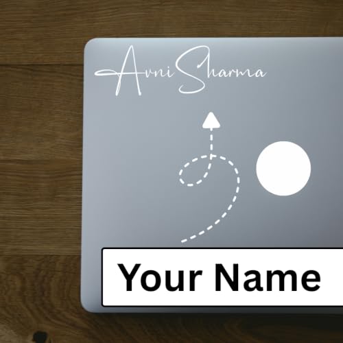 Image of Custom Personalised Name Vinyl Sticker for Laptop, Guitar, Computer, Notebook, Aesthetic Cursive Script Style, White