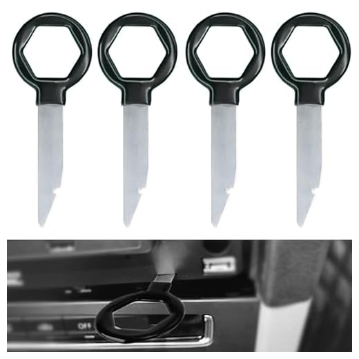 Ownkim 4 Piezas Llaves para Extracción de Radios de Coche, Herramienta de extracción de Radio de Coche - Herramientas Profesionales Universales para Desmontaje de Reproductores de CD Estéreo (Negro)