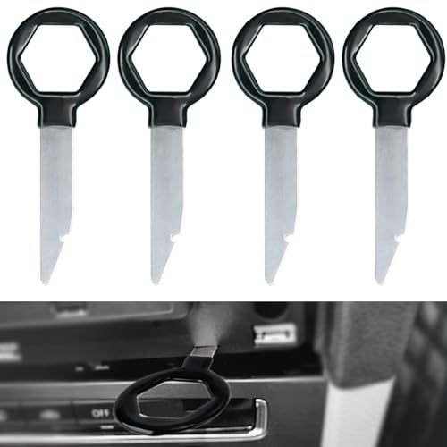 Ownkim 4 PCS Clé Extraction Autoradio, Outils de Démontage Autoradio, Clés Extraction Stéréo Voiture, Conception Ergonomique, en Acier Inoxydable Solide...