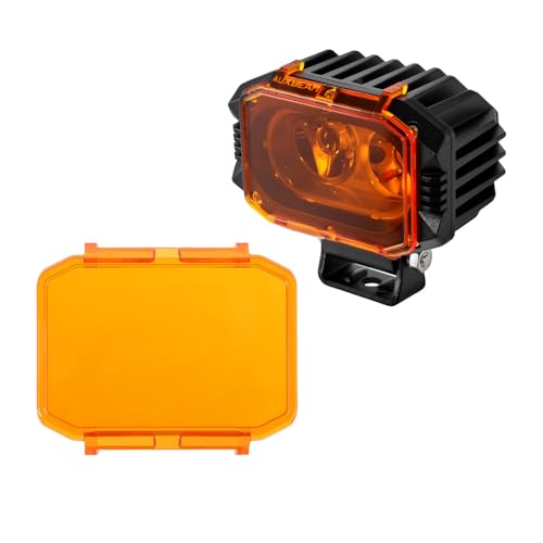 Auxbeam Light Covers 4'' Dark Amber Cube Pod Covers Fit for R4 Series (ZD000711, ZD000672, ZD000658, ZD000659, Not Fit for ZD000706), Waterproof Polyc