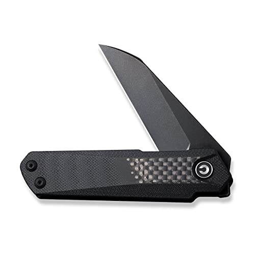 Civivi Ki-V Plus Front Flipper Pocket Knife, 2.52-In Nitro-V Blade Reverse Tanto Small Folding Knife, Twill Carbon Fiber Overlay On G10 Handle Utility Knife With Deep Carry Pocket Clip For Camping Hiking Hunting,6.10 Inch / 155Mm #TOP4