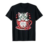 Chaton bisous mignon chat dans une tasse en forme de cœur T-Shirt