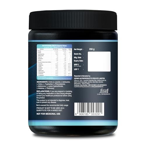 Image of Pure Nutrition EAA Supplement for Men and Women | EAAA Supplements for Muscle Growth, Recovery, Hydration, Endurance & Peak Performance | Intra Workout & Post Workout Amino Acid Support | Essential Amino Acids Powder with Leucine | Unflavoured EAA Powder Supplement for Active Lifestyle, Strength & Workout Energy Support - 250g (25 Servings)