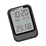 Temperatur Feuchtigkeitsmesser Uhr Mit 12/24-Stunden Zeitformat Für Home Office Raumthermometer Mit...