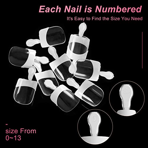 Ranrose French Nail Tips 140Pcs Short Nail Tips French Full Cover Nail Tips White Clear False Nails 14 Sizes Short Square Nail Tips Acrylic Press On Nails With Box For Nails Art (White-Clear) #TOP4