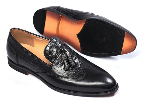 Santimon Tassel Loafers for Men Silp On Formal Dress Modern Suit Shoes Men's Fashion Genunie Leather Mocasines Prom Wedding Business Causal Penny Loafers Comfortable Tuxedo Shoes for Men2