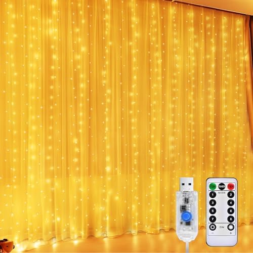 Curtain Fairy Lights for Bedroom, 300 LEDs Christmas Lights, USB