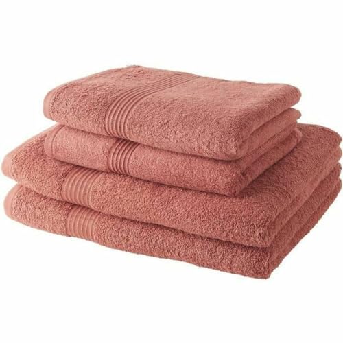 TODAY 2 Serviettes 50X90 + 2 Draps de Bain 70X130 Terracotta 100% Coton 450 GSM
