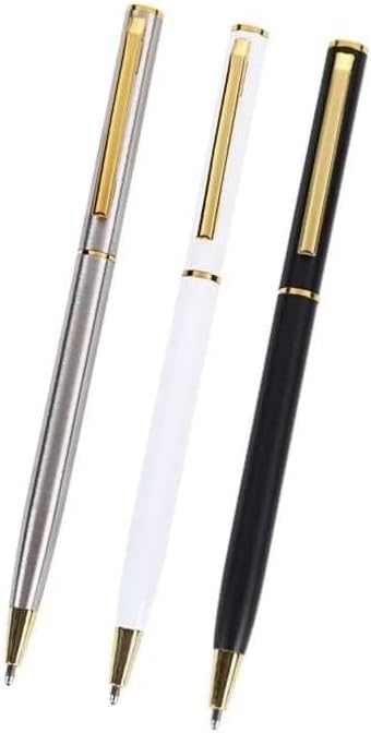 Golden Touch Elegant Pen Set, 3 pcs - White, Black, Metallic with Gold Accents, ballpoint pens, for office, business, gifts, school, hobbies. black and gold, white and gold, silver and gold.