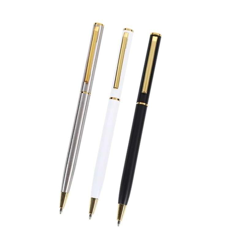 Golden Touch Elegant Pen Set, 3 pcs - White, Black, Metallic with Gold Accents, ballpoint pens, for office, business, gifts, school, hobbies. black and gold, white and gold, silver and gold.