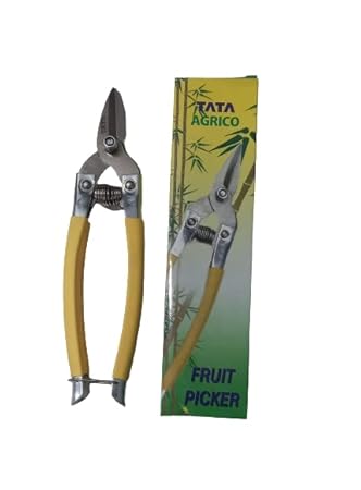 Fruit Picker Garden Scissors for Fruit Picking, Great Garden Tool with Straight Blade, Precision Clippers with Non-Slip Grip | Yellow Handle-GTS013