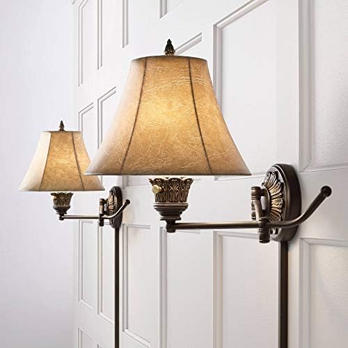 Rosslyn Bronze Plug-In Swing Arm Wall Lamps Set of 2 Rustic Light Fixture