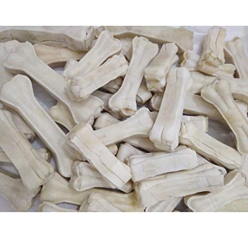 MS PET HOUSE White Rawhide Pressed Bone Calcium-Enriched Dog Chew Treats - 3 Inch, 5 Kg Bulk Pack for Long-Lasting Dental Health and Chewing Enjoyment
