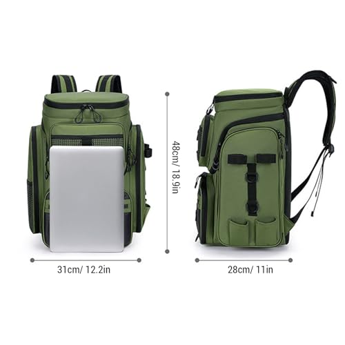 Mochila de pesca de gran capacidad Irfora con compartimentos para aparejos 7