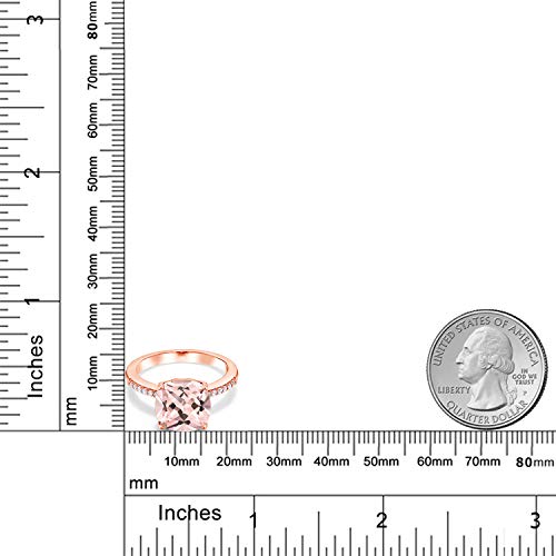 Gem Stone King 18K Rose Gold Plated Silver Peach Simulated Morganite Engagement Ring For Women (4.44 Cttw, Cushion 10Mm, Available In Size 5, 6, 7, 8, 9) #TOP4