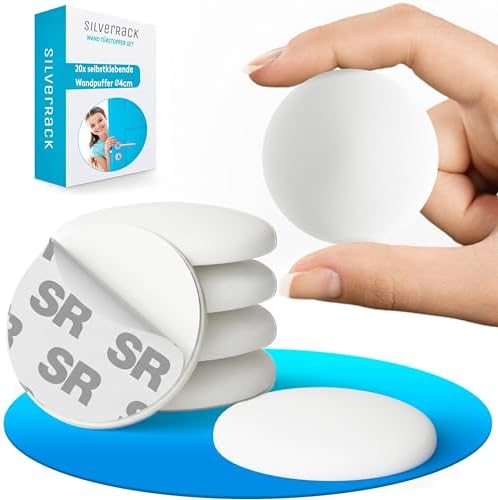 SilverRack Türstopper Wand selbstklebend Türklinkenpuffer Wandpuffer | Schutz für Wand & Tür, Türpuffer Wandschutz, Stopper für Türklinken gegen Türanschlag - Weiß, 40mm, 20 x Wand