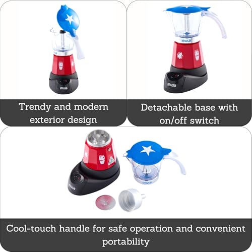 Image of IMUSA Puerto Rico Boricua Flag Espresso Maker 6 Cup or 3 Cup | Limited Edition Moka Pot Coffee Maker | Cast Aluminum & Tritan Stovetop Espresso Machine | Traditional Puerto Rican Boricua Coffee Pot