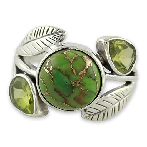 Novica Composite Green And Golden Turquoise .925 Sterling Silver Ring, Green Ivy' #TOP1