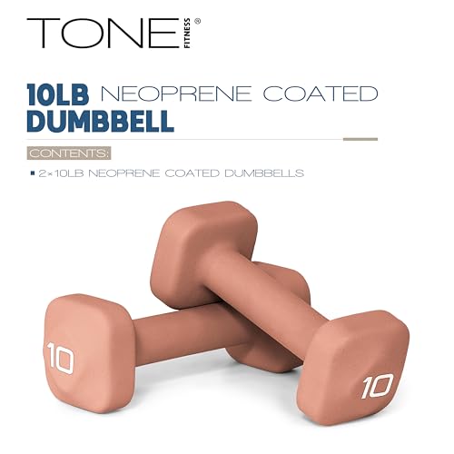 Tone Fitness Neoprene Dumbbell Weight Pairs with Anti-Roll Square Head | Multiple Options