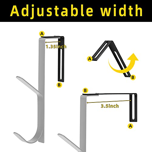Wehhbtye ADJUSTABLE DOUBLE COAT HOOKS Thick Cubicle Wall Coat Hook,Metal Over The Panel Double Hook Adjusted To Fit 1.35 To 3.5 Inch Thickness Panels thumb #2