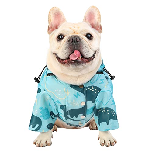 Hde Dog Raincoat Double Layer Zip Rain Jacket With Hood For Small To Large Dogs Dinosaurs - M #TOP1