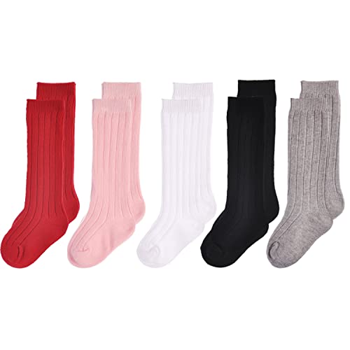 Image of EPEIUS Baby Knee High Socks Seamless Cotton Cable Knit Socks for Girls Boys | Cute soft cotton baby long socks. Ribbed & cable knit with smooth toe for church photos dresses. Fits newborn infant toddler