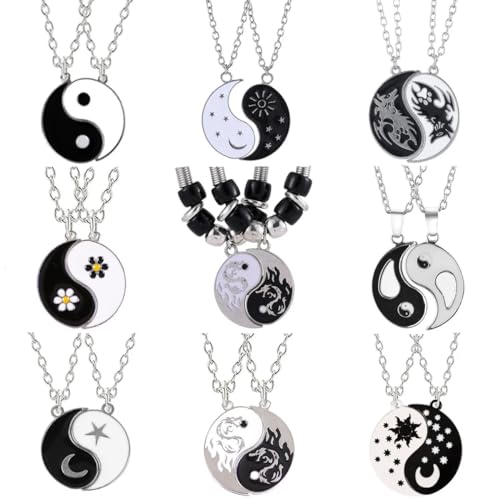 Collier Yin Yang argent 925 anti allergie ras du cou cordon reglable