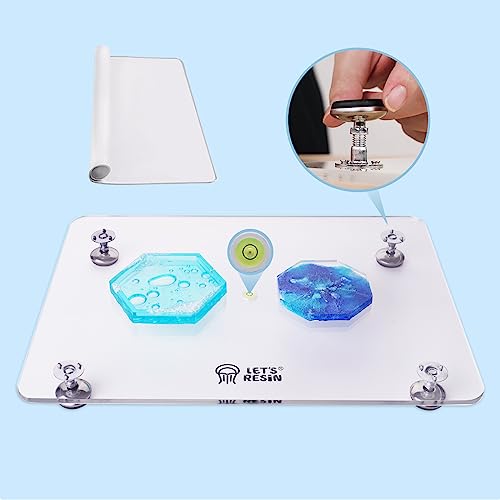 LETS RESIN Leveling Table for Resin 16x 12 Acrylic Adjustable Resin Table with Silicone Mat Multipurpose No Installation Required Self Leveling Board for Molds Waves Epoxy